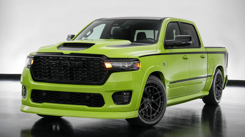 Front 3/4 view of Ram Dude pickup concept in studio setting