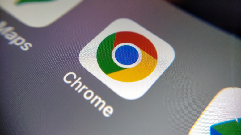 phone screen with Google Chrome app on the display