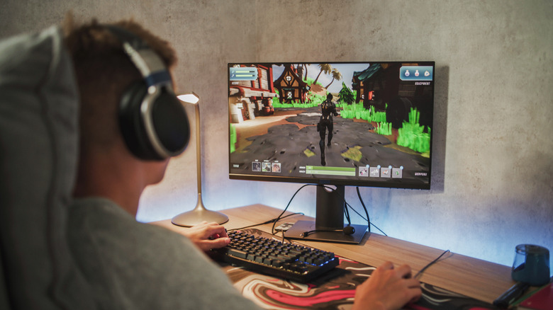 A person playing video games.