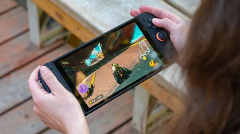 Person playing game on Nintendo Switch 2
