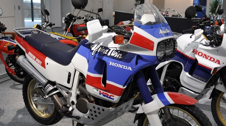 A Honda Africa Twin on display.