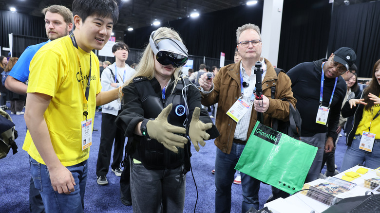 Reporters on the CES show floor