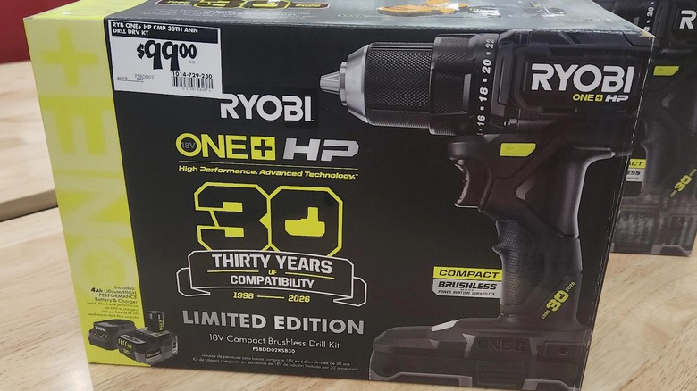 Close up of black Ryobi drill box