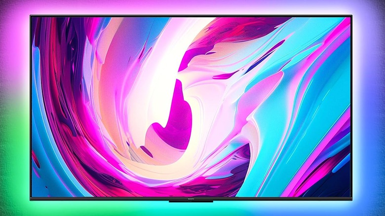 A TV with LED backlights being bright.