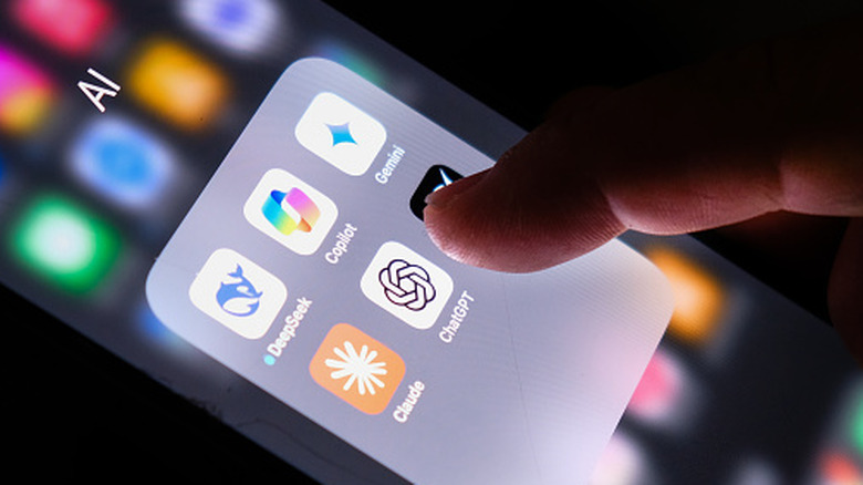 apple iphone screen filled with ai chatbot app icons